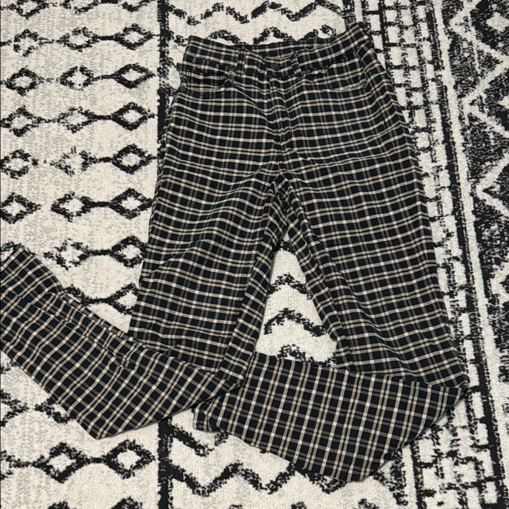 American Eagle Plaid Black and White Pants - size 4 X-LONG!
